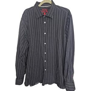 Luchiano Visconti Black Mens Geometric Polka Dot Shirt All Over Print Size XXL